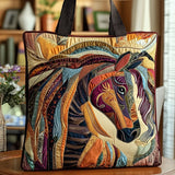 Multicolor Mosaic Horse Quilted Tote Bag