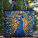 Peacock Quilted Tote Bag