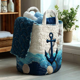 Anchor Away Quilted Laundry Basket