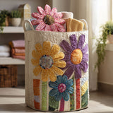 Antique Floral Quilted Laundry Basket