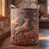 Autumn Antlers Quilted Laundry Basket