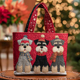 Trio of Schnauzers Quilted Tote Bag