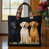 Three Labradors Quilted Tote Bag