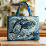 Ocean Dolphin Quilted Tote Bag