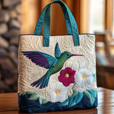 Hummingbird & White Bloom Quilted Tote Bag