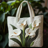 White Lilies Quilted Tote Bag