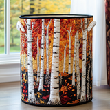 Birch Leaves Quilted Laundry Basket