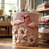 Bloom Flamingo Quilted Laundry Basket