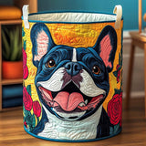 Bloomy Frenchie Smile Quilted Laundry Basket