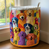 Bright Dogs Quilted Laundry Basket