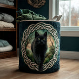 Celtic Shadow Cat Quilted Laundry Basket