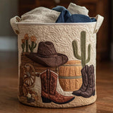 Cowboy Sunset Quilted Laundry Basket
