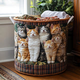 Cozy Whiskers Quilted Laundry Basket