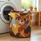 Cozy Cat Quilted Laundry Basket