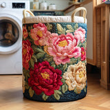 Crimson Petal Shine Quilted Laundry Basket