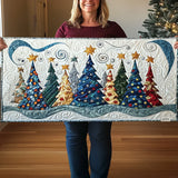 Quilted Table Runner – Snowy Pine Forest
