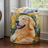 Golden Retriever Bloom Quilted Laundry Basket