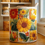Golden Sunburst Quilted Laundry Basket