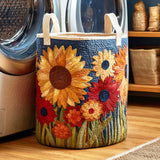 Golden Sunflower Ray Quilted Laundry Basket
