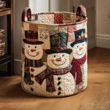 Joyful Snowman Quilted Laundry Basket