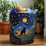 Lazy Whiskers Quilted Laundry Basket