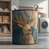 Moonlit Stag Quilted Laundry Basket