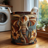 Mystic Elephant Quilted Laundry Basket