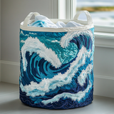 Ocean Wave Quilted Laundry Basket
