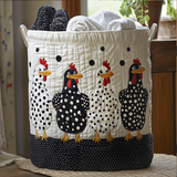 Polka Dot Peckers Quilted Laundry Basket