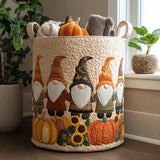 Pumpkin Patch Gnome Quilted Laundry Basket