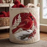 Red Cardinal Quilted Laundry Basket