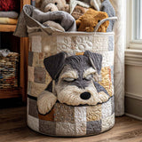 Sleepy Schnauzer Quilted Laundry Basket
