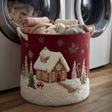 Snowy House Laundry Basket Quilted Laundry Basket