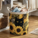 Sunflower Black Cat Laundry Basket Quilted Laundry Basket