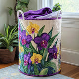Sunset Orchids Quilted Laundry Basket