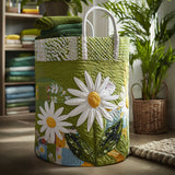 Sunshine Stems Quilted Laundry Basket