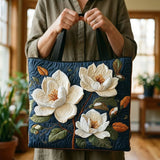 Delicate Magnolia Quilted Tote Bag