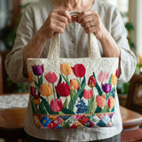 Tulip Garden Quilted Tote Bag