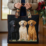 Three Labradors Quilted Tote Bag