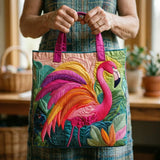 Rainbow Flamingo Quilted Tote Bag