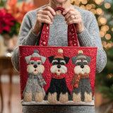 Trio of Schnauzers Quilted Tote Bag